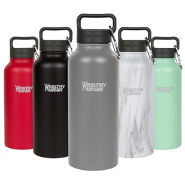 Healthy Human Stainless Steel Water Bottle | Double Walled Vacuum Insulated Water Thermos for Adults | Eco-Friendly Travel Bottles with Leak Proof Lid (Slate Gray, 32 oz/946ML)