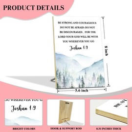 Be Strong and Courageous Joshua 1:9 Wooden Sign Wall Art Decor, Christian Gifts for Woman Friends, Positive Bible Verse Wall Art Decor Tabletop Decor for Home Office Living Bedroom -10