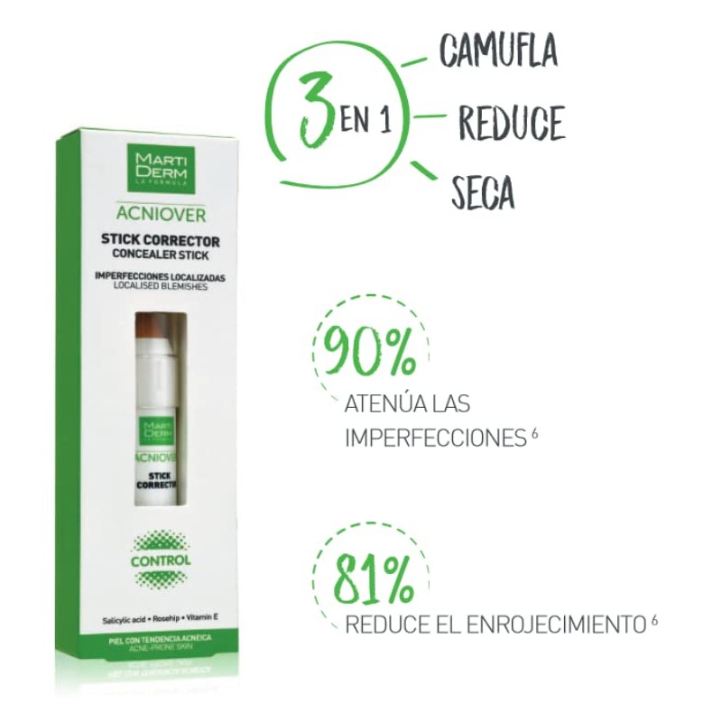 MartiDerm Acniover Stick Corrector Anti-imperfecciones. Camufla, reduce y seca imperfecciones