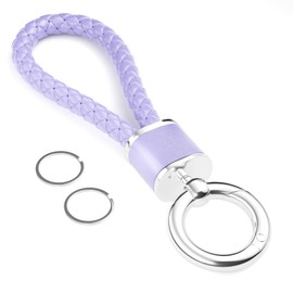 PIAQEIOZ Car Key Chain, Carabiner, Leather, Braided Bicycle, Keychain, Stylish, Includes Key Ring, Men's, Women's, Leather, Lost Prevention, Popular, Unisex, purple