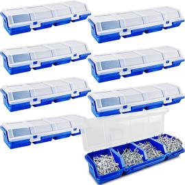 Spaluck 8 Pcs Screw Organizer Box Tool Bins with 4 Compartments Translucent Lid Tool Box Plastic Parts Organizer for Hardware Garage Workbench Craft Organizing Storage