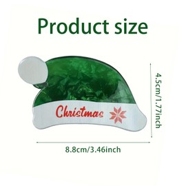 Christmas Hair Clips Cute Red Santa Hat, Xmas Hat Design Glitter Acrylic Claws, Girls Barrette suitable for Thick Thin Hair, Christmas Themed Styling Holiday Hairpin Winter Accessories (Green)