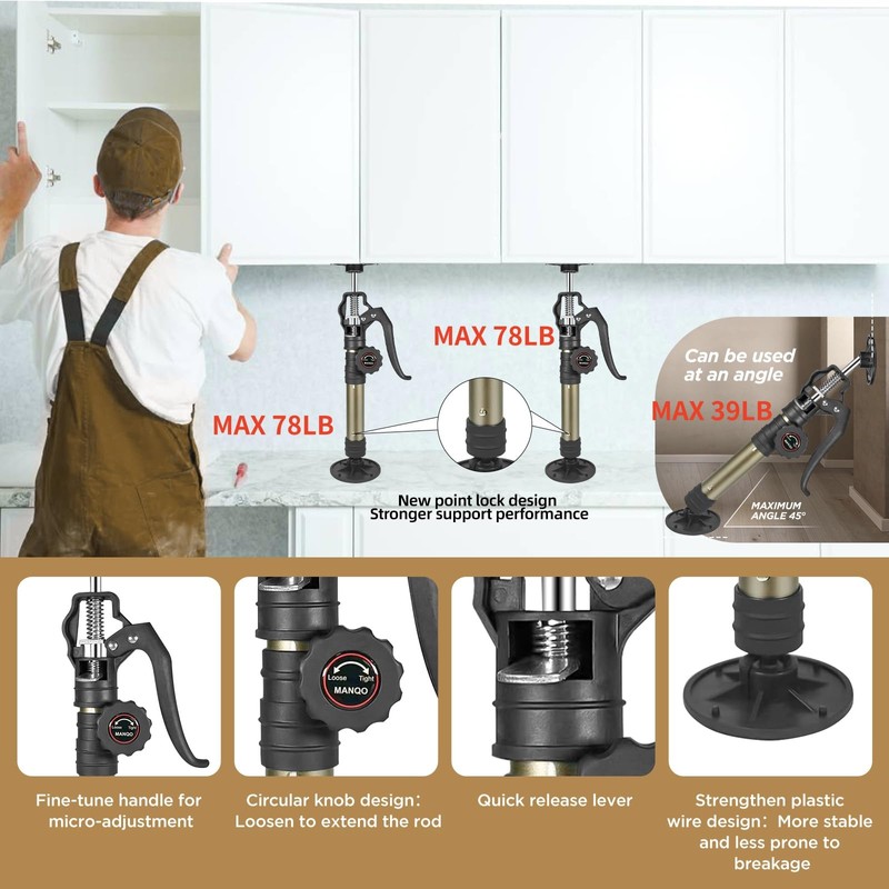 MANQO Cabinet Jack for Installing Cabinet Support Pole 3rd Hand