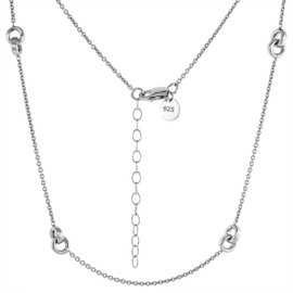Sterling Silver 10mm Pearl & Bar Layered Necklace for Women Rhodium Finish 16-18 inch