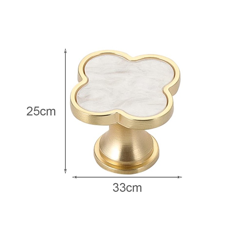 YOSOANPO 2 Pcs White Shell Kitchen Cabinet Knobs Clovers Zinc