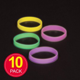 Baker Ross EF433 Glow in The Dark Wrist Bands (Pack of 10), Perfect Kids Accessory, Ideal Bag Fillers, Birthday Parties and Costumes, Assorted
