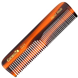 Giorgio G21 Fine Tooth and Wide Tooth Pocket Comb - Hair Styling Comb for Men and Women, Handmade Beard Combs for Men, and Mustache Combs for Grooming,Saw Cut and Polished (Tortoiseshell)