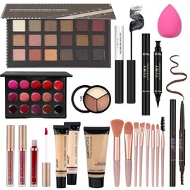 Makeup Set Makeup Kit for Women Full Kit Makeup Sets for Teens Teenagers Eyeshadow Palette Lip Gloss Foundation Mascara Eyeliner Contour Stick Makeup Kits - Color: Gift Box Set( 16 set)