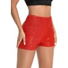MINTLIMIT Womens Sequin Shorts Midrise Solid Zipper Elastic High Waist