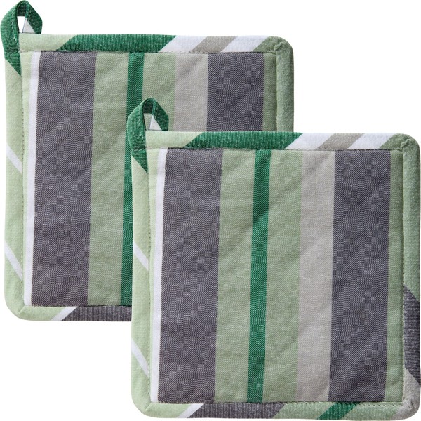 REDBEST Topflappen "Streifen" 2er-Pack Baumwolle grün Größe 20x20 cm