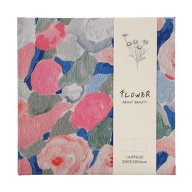 Watercolor Sketchbook, 7.1x7.1 Inch Portable Square Cloth Cover Notebook, 81 Sheets Watercolor Drawing Papers, 100 GSM Art Paper Sketchbook, Pink and Blue