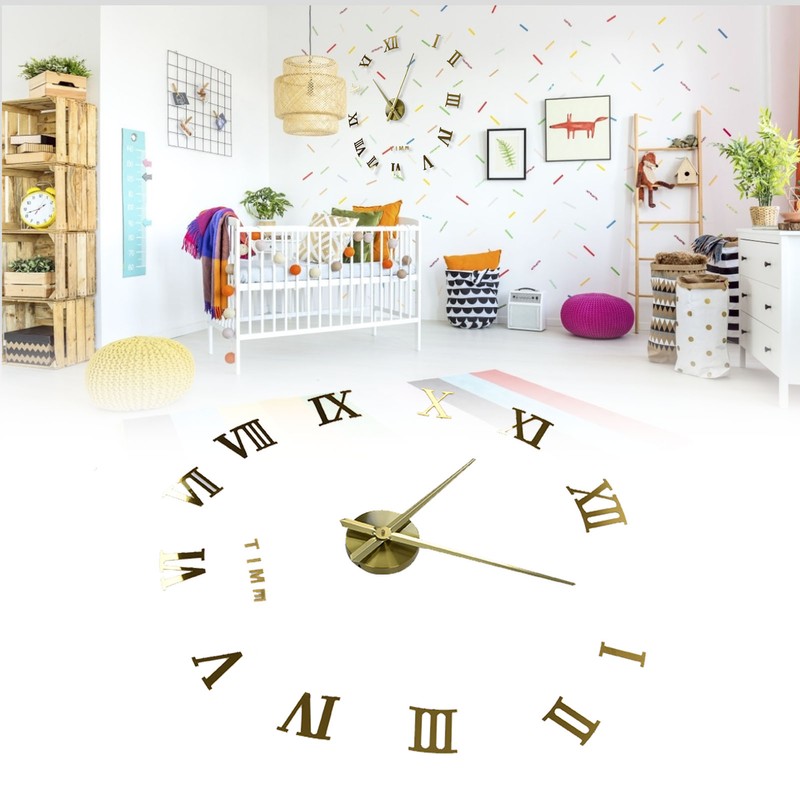 DIY Wall Clock Frameless Design Self Adhesive 3D Decorative Effect