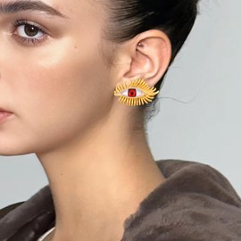 Evil Eye Stud Earrings for Women Fashion Eye Eyelash Statement Stud Earrings Vintage Eye Earring for Women Jewelry Gifts