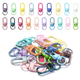 Stiesy 19 Pcs Swivel Clasps Lanyard Snap Hook for Jewelry Making UV Plating Lobster Claw Jewelry Clasps Metal Swivel Keychain Clasps for Purse Cell Phone Strap Bags DIY Craft