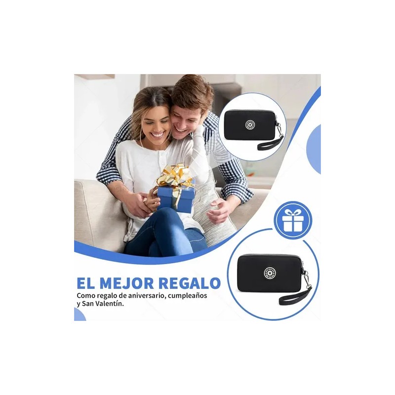 Bolsa Mano Cartera Tres Capas Organizador Monedero Mujer