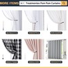 Pom-Pom Blue Sheer Curtains for Bedroom 63" Window Drapes Rod
