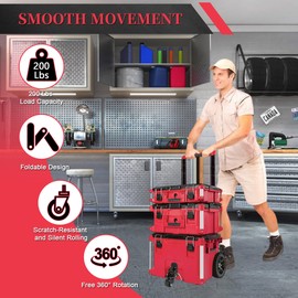 awliye Upgraded Heavy Duty Steel Construction Front Wheels Packout Caster Wheel Kit, Compatible with Milwaukee Packout Rolling Tool Box Accessories for Enhanced Mobility- 200 Lbs Capacity