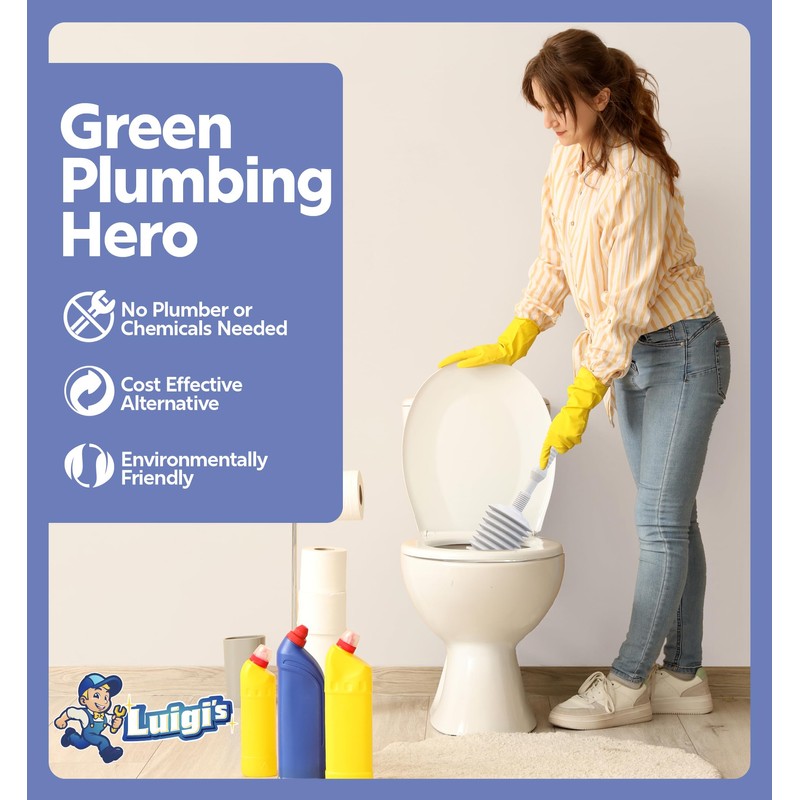 Luigi's Toilet Plunger - Unclogger Plungers for Bathroom - Heavy