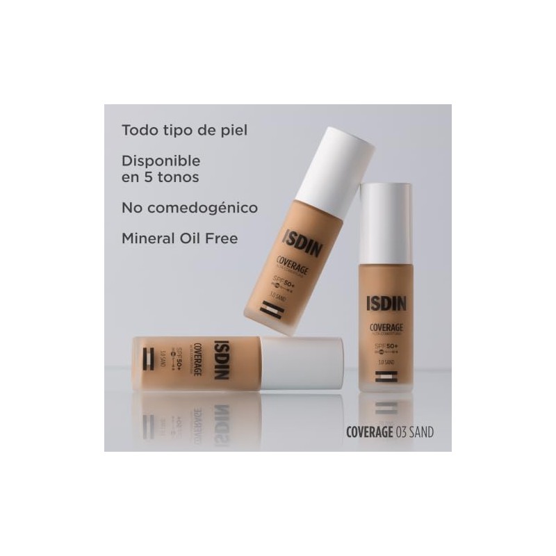 ISDIN Coverage SPF 50+ 3.0 Sand, Base De Maquillaje Con