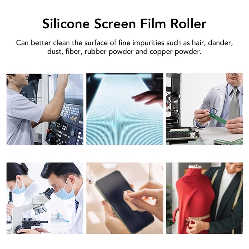 Dust Removal Roller Silicone Soft Aluminum Alloy Handle Iron Bearing