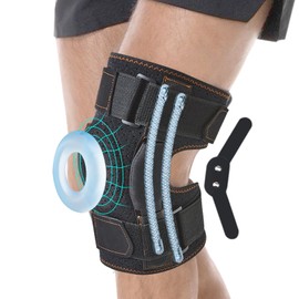 NUOWEI Rodillera Ortopedica para Dolor de Rodilla, Rodillera Deportiva Con Soporte de Ligamentos y Almohadilla De Gel Para Rótula, Rodilleras de Soporte Ajustables para Fitness y Alivio De La Artritis (L)