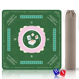 AKODENORA Mahjong Mat 3.5mm Thickened Mahjong Mat for Table 31.5" x 31" Mahjong Mat with Rules Non-Slip Mah Jongg Mat Noise Reduction Game Mat for Table Poker Dominoes Cards Board Games with Dice