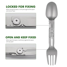 ZING TTI Titanium Tableware Set, 2 in 1 Removable Foldable Tableware, Fork and Spoon, with Storage Box,ifunctional Tableware, Suitable for Outdoor, Camping, Hiking, Picnic
