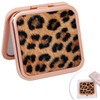 GLINTZ Cheetah Leopard Brown Print Foldable Travel Pocket Mirror Square
