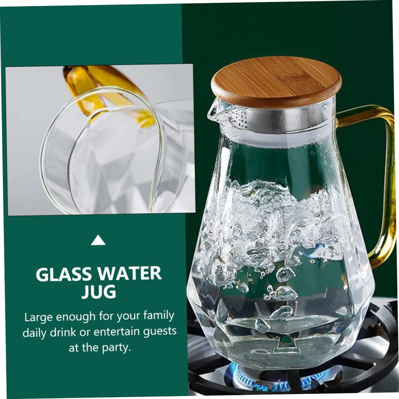 Sosoport 1Pc Capacity Glass Water Pitcher with Lid Practical Cold