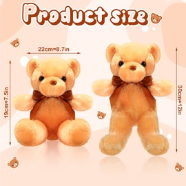 Skylety 10 Pieces Bears Bulk Stuffed Animals Soft Plush Toy Valentines Day Gift Bears with Ribbon Bow for Boys Girls Birthday Wedding Baby Shower Bears Party Favor(Brown)