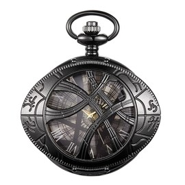 Tiong Doctor Strange Black Hollow Eye Shape Quartz Pocket Watch, Men's Pocket Watch with Chain, Quartz Pocket Watch Jewelry Pendant Necklace Chain