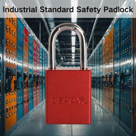 SEPOX® Ultra-Durable & Anti-Rust Outdoor Padlock - Red Aluminum 38mm 1-1/2" with Long Shackle & 3 Big Keys Ideal for Loto, Gate, Storage, Locker, Fence and Lock-Out, Red High Security