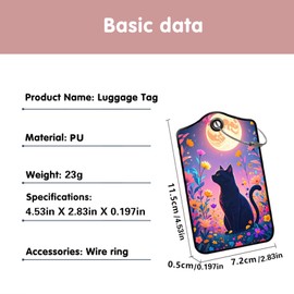 Qrifaro Cute Cat Leather Luggage Tags for Suitcases, PU Cruise Ship Travel Bag Tags with Privacy Cover ID Label with Stainless Steel Loop for Women Men Girls Cute Backpack Gift 2 Pack