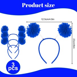 Haakong 3Pcs Pom Headband Head Bopper Party Headband for Adults (3, Blue, One Size)