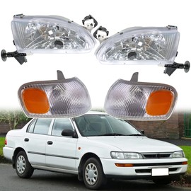 GXYWADY Headlight Assembly Replacement for 1998-2000 Corolla with Corner Parking Signal Lights Head Lights Combo Set