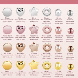 Juego de cuentas espaciadoras de oro, 2160 piezas de cuentas espaciadoras para la fabricación de pulseras de joyería, bisutería, artesanía, regalos para adolescentes, niñas, adultos (2160Pcs)