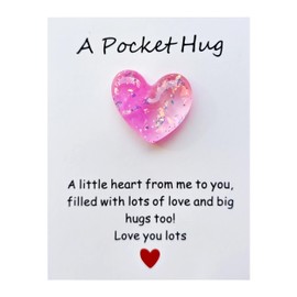 YOJO Pocket Hug Heart with Greeting Cards, Little Heart Pocket Hug Token, Long Distance Relationship Gifts, Thinking of You Gifts for Women Men, I Love You Gift for Him Her (Rose Red)