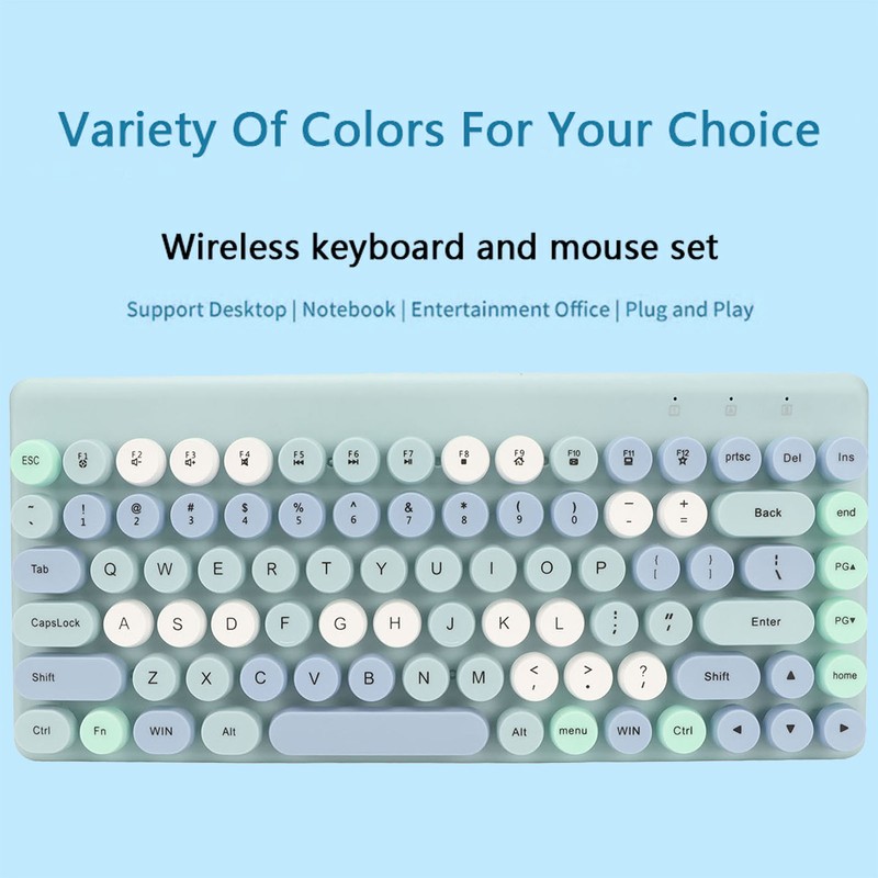 Wireless Keyboard Mouse Combo 2.4GHz Wireless Mouse 86 Keys Colorful