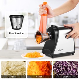 Electric Cheese Grater for Block Cheese 250W, 5 In 1 Professional Electric Cheese Grater Electric Shredder for Vegetables, Salad Maker, Shredded Carrot, Zucchini, Upgraded Version