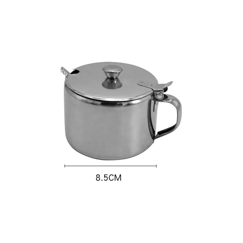 Wwyan 1Set of Silver 285ml Stainless Steel Sugar Bowl with