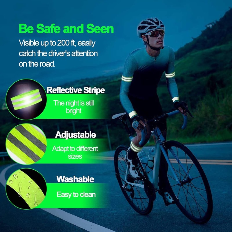 2 PCS High Visibility Armbands, Reflective Wristband, Elasticated Ankle Bands
