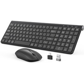 JOYACCESS Upgraded 2.4GHz Wireless Keyboard Mouse Combo, Ergonomic and Dustproof Wireless Computer Keyboard Compatible with Win 7/8/10, MacBook Pro/Air, Laptop, PC - Black