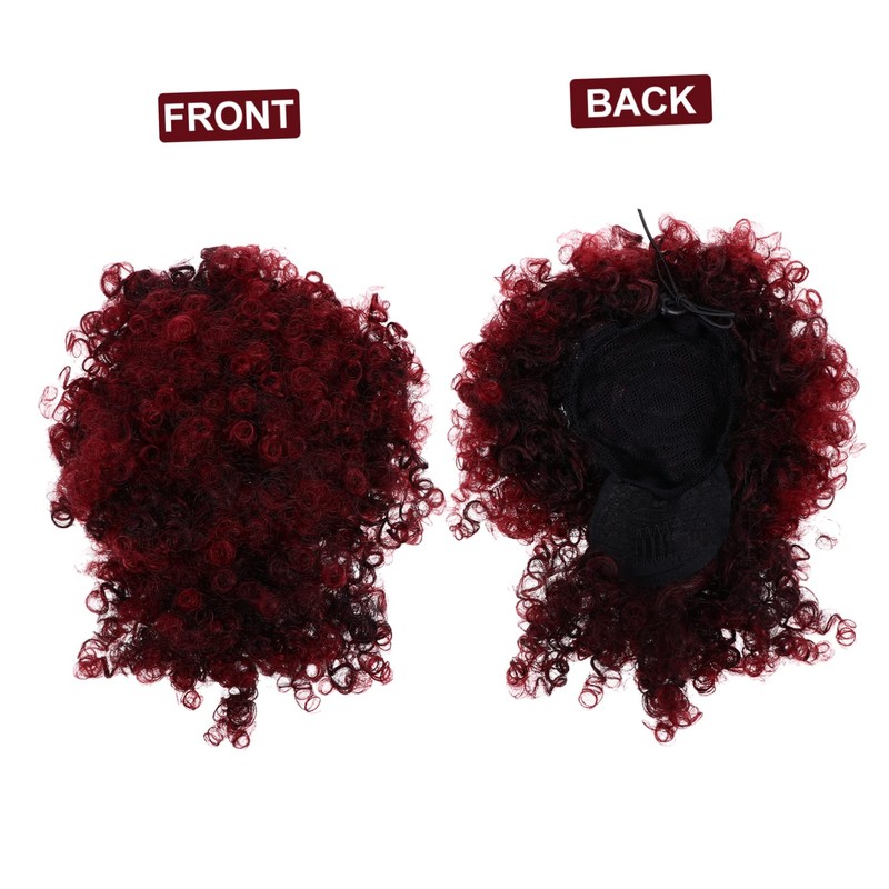 Healvian Women Ponytail Drawstring Wig with Afro Curly Hairpiece for