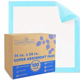 CLEAN SPACES 36" x 36" 100 Count Super Absorbency Disposable Bed Pads for Adults, Leakproof Quick Drying Underpads for Adults Baby Puppy, Incontinence Pads, Puppy Pad Dog Training Pee Pads