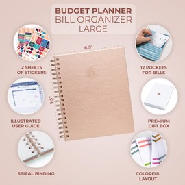 Clever Fox Budget Planner & Monthly Bill Organizer With Pockets. Expense Tracker, Budgeting Journal & Financial Book. Large, 8x9.5" (Rose Gold)
