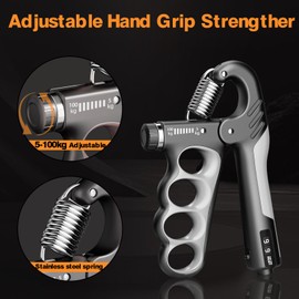 ISLEHOP 2 Pack Hand Grip Strengther, Upgraded Grip Strength Trainer with Adjustable Resistance 11-220Lbs(5-100kg),Forearm Strengthener ,Finger Trainer with Counter,Hand Exerciser for Muscle Building (Black)