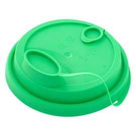 Restaurantware LIDS ONLY: Bev Tek Lids For 12- 16- 24-OZ Coffee Cups 25 Leakproof Beverage Lids - 2-In-1 Design Attached Stoppers Green Plastic Disposable Lids Cups Sold Separately
