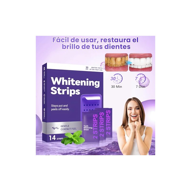 Purple Teeth Whitening Strips Pack Cajas Tabletas Tiras Blanqueadoras Dientes