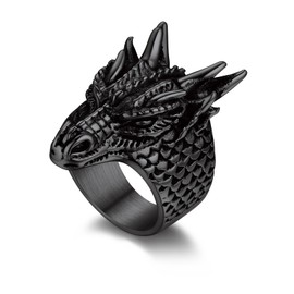 Bandmax Dragon Ring Men's Stainless Steel Rings Dragon Band Ring Signet Ring Size 54 mm to 72 mm Friendship Ring Dragon Jewellery for Boys, Metal, No Gemstone