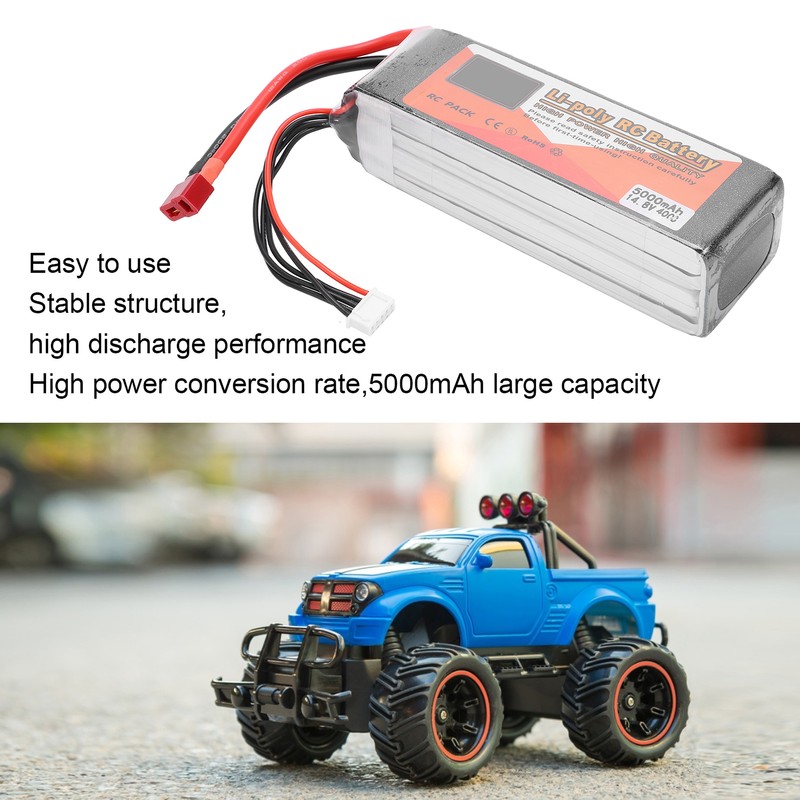 14.8V 5000mAh 40C Lipo Battery T Plug 4S Rechargeable Battery